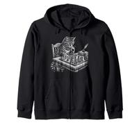 Funny Cat Playing Chess Player Men Women Kitten Lovers Zip Hoodie