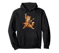 Funny Cat Playing Guitar Cat Guitarist Rock and Roll for Boy Pullover Hoodie
