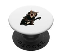 Funny Cat Playing Guitar Rock Cat Lover Band PopSockets Adhesive PopGrip