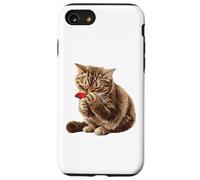 Funny cat playing harmonica cute paws silly cats love music Case for iPhone SE (2020) / 7/8