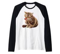 Funny cat Playing Harmonica Cute Paws Silly Cats Love Music Raglan Baseball Tee