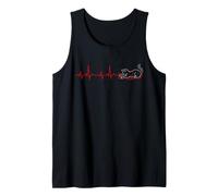 Funny Cat Playing Heartbeat Line Art Animal Lovers Tank Top
