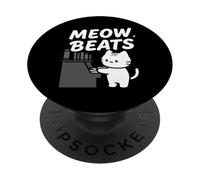 Funny Cat Playing Piano Meow Beats Music Lover PopSockets Adhesive PopGrip