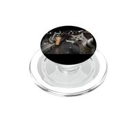 Funny Cat Pointing at Raccoon Drinking Coffee Meme Design PopSockets PopGrip for MagSafe