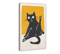 Funny Cat Poster, Black Cat Toilet Print, Fun Minimalist Print Gift, Printable Bathroom Wall Art Frame-style 16x24inch(40x60cm)