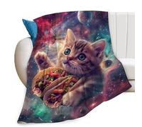 Funny Cat Print Blanket Food Taco Cute Kawaii Kitty Animal Galaxy Space Throw Blankets Gifts for Couch Sofa Bed Stuff Decor Soft Cozy Fleece Plush Warm Flannel Bedding for Lover Men Women 40"x50"