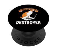 Funny Cat Productivity Destroyer Cat Lover Humor Kitty PopSockets Adhesive PopGrip