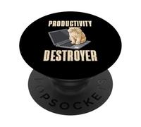 Funny Cat Productivity Destroyer Cat Owner Humor Cat Lover PopSockets Adhesive PopGrip