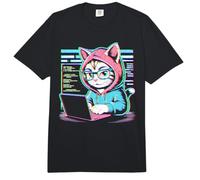 Funny Cat Programmer Coding Laptop Hacker Aesthetic Comfort Colors Adult Heavyweight T-Shirt