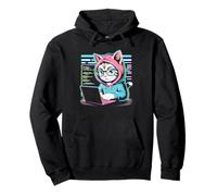 Funny Cat Programmer Coding Laptop Hacker Aesthetic Pullover Hoodie
