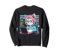 Funny Cat Programmer Coding Laptop Hacker Aesthetic Sweatshirt