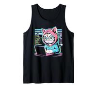 Funny Cat Programmer Coding Laptop Hacker Aesthetic Tank Top
