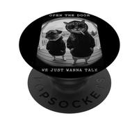 Funny Cat Pug Hoodie Open The Door Peephole Animals PopSockets Adhesive PopGrip