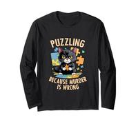 Funny Cat Puzzle Solver Puzzling Because Murder Is Wrong Long Sleeve T-Shirt