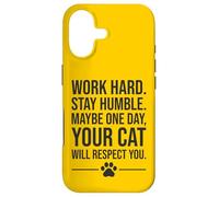 Funny Cat Quote - Work Hard Stay Humble Cat Humor, Cat Owner Case for iPhone 17
