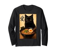 Funny Cat Ramen Graphic Japanese Kawaii Manga Anime Long Sleeve T-Shirt