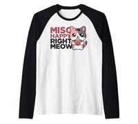 Funny Cat Ramen Miso Happy Right Meow Kawaii Anime Cat Raglan Baseball Tee