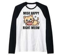Funny Cat Ramen Miso Happy Right Meow Kawaii Anime Cat Raglan Baseball Tee