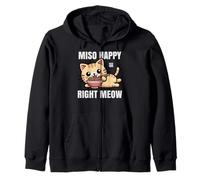 Funny Cat Ramen "Miso Happy Right Meow" Kawaii Anime Cat Zip Hoodie