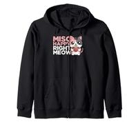 Funny Cat Ramen "Miso Happy Right Meow" Kawaii Anime Cat Zip Hoodie