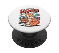Funny Cat Ramen "Ramen Thinks About Me Too" Kawaii Anime Cat PopSockets Adhesive PopGrip