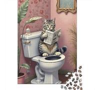 Funny Cat Reading 1000 Pieces Thickened Paper Jigsaw Puzzle Adults Relaxation Hobby Engaging Brain Teaser Easy Store 70x50cm/1000pcs