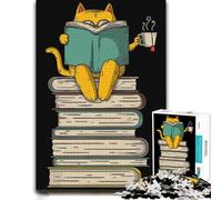 Funny Cat Reading Book Art Jigsaw Puzzle 1000pcs (38x26cm) for Adults | Choose a January indoor activity for a calm start to the year for patient puzzling.