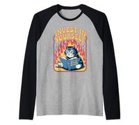 Funny Cat Reading Book Invest In Yourself Cats Raglan Baseball Tee