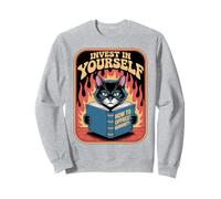Funny Cat Reading Book Invest In Yourself Cats Sweatshirt