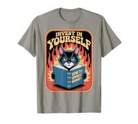 Funny Cat Reading Book Invest In Yourself Cats T-Shirt