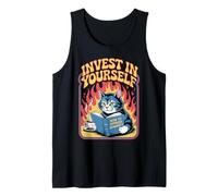 Funny Cat Reading Book Invest In Yourself Cats Tank Top