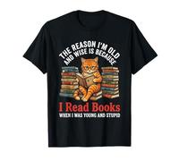 Funny Cat Reading Books Wise Old Bookworm T-Shirt