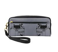 Funny Cat Reading Double-Sided Printed Leather Portable Makeup Pouch-Multi-Purpose Cosmetic Bag, Pencil Case and Organizer for Women