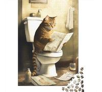 Funny Cat Reading News 1000 Piece Puzzle for Mind Relaxation, 38x26cm/1000pcs