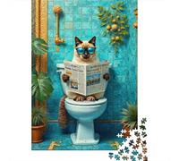 Funny Cat Reading News Jigsaw Puzzles for Adults Animal Puzzles 1000 Pieces Brain Challenge for Adults Gifts 70x50cm/1000pcs