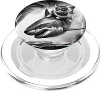 Funny Cat Riding a Shark in Tornado Meme PopSockets PopGrip for MagSafe