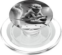 Funny Cat Riding a Shark in Tornado Meme PopSockets PopGrip for MagSafe
