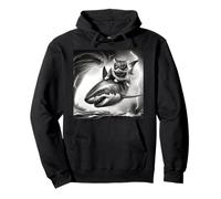Funny Cat Riding a Shark in Tornado Meme Pullover Hoodie