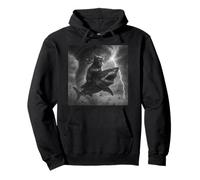 Funny Cat Riding a Shark in Tornado Meme Pullover Hoodie