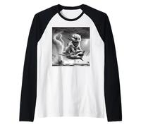 Funny Cat Riding a Shark in Tornado Meme Raglan Baseball Tee