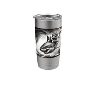 Funny Cat Riding a Shark in Tornado Meme Stainless Steel Insulated Tumbler