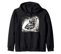Funny Cat Riding a Shark in Tornado Meme Zip Hoodie
