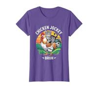 Funny cat riding chicken jockey bruh meme T-Shirt