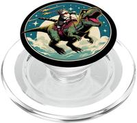 Funny Cat Riding Dinosaur T-Rex vintage PopSockets PopGrip for MagSafe