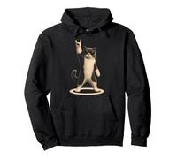 Funny Cat Rock Hand Sign Pet Lover Music Concert Mom Dad Pullover Hoodie