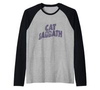 Funny Cat Sabbath Heavy Rock Music Pun Raglan Baseball Tee