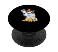 Funny Cat Salting Fries Cartoon PopSockets Adhesive PopGrip