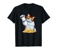 Funny Cat Salting Fries Cartoon T-Shirt