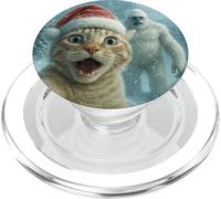 Funny Cat Santa Hat Yeti Christmas Snow Meme Cool Selfie PopSockets PopGrip for MagSafe
