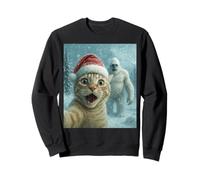 Funny Cat Santa Hat Yeti Christmas Snow Meme Cool Selfie Sweatshirt